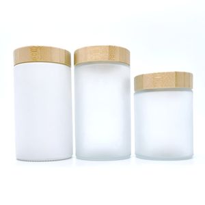 Tarro de vidrio redondo cilíndrico de lujo de 9 oz y 270ml, tarro de especias sellado para almacenamiento de alimentos con tapa de madera de bambú para té, <span class=keywords><strong>cacahuete</strong></span>, azafrán, sal marina - Product Image 6