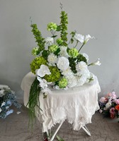 H470 Weiß-Grünes Handgefertigtes Hochzeitsblumen-Arrangement Künstlicher Calla-Lilien-Strauß Rose Hortensie 60cm Blumenball Tischdekoration