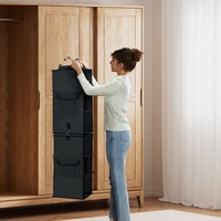 Organisateur de placard pliable en tissu à 6 niveaux avec 3 tiroirs et poches latérales pour rangement de sacs de salle de bain et vêtements de chambre d'enfant