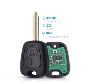 Heart Horse Clé Télécommande Pour Voiture 2 Boutons 433 MHz ID46 Puce Hu83 Lame Pour Peugeot 207 307 3008 308 408 Citroen C1 C2 C3 Ce0523 Pliable Cle A Distance De Voiture Modulation Ask