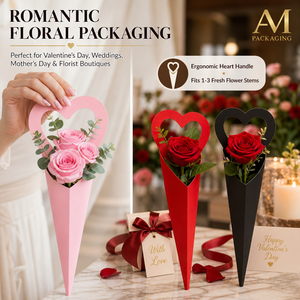 Caja de Ramo de Flores en Forma de Corazón Personalizada, Empaque de Cartón Plegable para Rosas del Día de San Valentín y Floristerías - Product Image 2