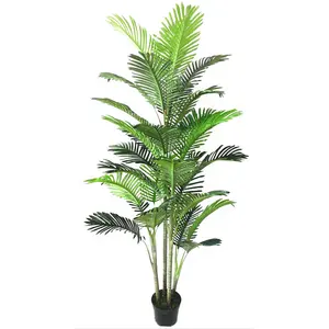 Nearly Natural 195cm 4 Trunks 45 Lvs Plastic Palm Tree Faux Palm Plant Artificial Tree in Best Price
