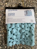 Ensemble rideau de douche et tapis de bain PEVA antidérapant, imperméable, résistant à la moisissure, motif imprimé, rideau de bain avec 12 crochets et œillets métalliques anti-rouille