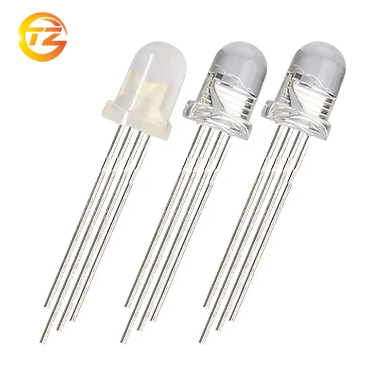 5mm LED Diode RGB Four-Legged LED Round Head for Colorful Red, Blue, and Green Full Color Transparent Mist Lamp Beads