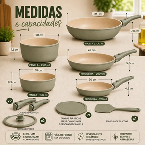 Ollas y Sartenes de Alta Calidad con Asas Desmontables, Cerámica Negra Antiadherente, Juego de Utensilios de Cocina de Aluminio Forjado - Product Image 2