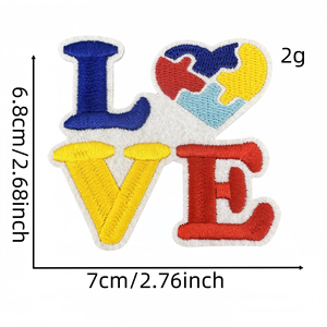 Atacado <span class=keywords><strong>Rainbow</strong></span>-Colored Iron-on Embroidery <span class=keywords><strong>Patches</strong></span> New Autismo Care Tema para Vestuário & Chapéus Material de Tecido New Design Felt - Product Image 4