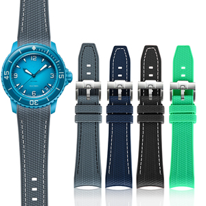 Bracelet de montre en caoutchouc Offre Spéciale pour <span class=keywords><strong>Swatch</strong></span> Blancpain Bracelet de remplacement en caoutchouc TPU à extrémité incurvée 22mm pour bracelet de montre 5 OCEANS - Product Image 6