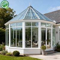 Grande serre victorienne maison en verre d'hiver vent jardin toit en aluminium véranda extérieure