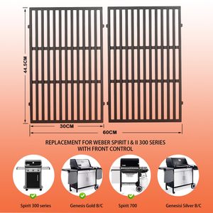 Pièces de rechange Senershuo pour <span class=keywords><strong>Weber</strong></span> Spirit I/II 200 & E210 : Barres d'aromatisation 7635, Tubes de brûleur 69785, Grille 7638, Commande frontale - Product Image 2