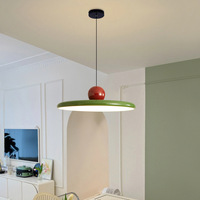 Luminaire suspendu LED vert en fer au design rétro européen moderne, hauteur réglable, économie d'énergie, blanc chaud 3500K, pour intérieur, maison, bureau