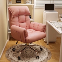 Chaise de bureau ergonomique confortable pour la maison, chaise de gaming rembourrée pivotante avec accoudoirs, roulettes et vérin à gaz, chaise de direction