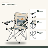 Chaise de camping portable robuste avec accoudoirs, porte-gobelet et motif logo personnalisé pour camping-car et voyages en voiture – Vente en gros