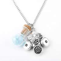 Pendentif avec bouteille en cristal bleu pour hommes et femmes, bijoux créatifs, personnalisés, film personnalisé, porte-clés