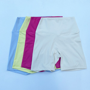 Solid Color Soft Women Fitness Sports Short <b>Leggings</b> Cycling Comprehensive Training Jog High Waist Yoga Short - Product Image 2