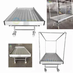 Rollenbank Systeem Met Wielen En Trellis Shift Grow Equipment Beweegbare 4*8 Eb En Flow Tray Grow Tafels Flood Rolling Bank