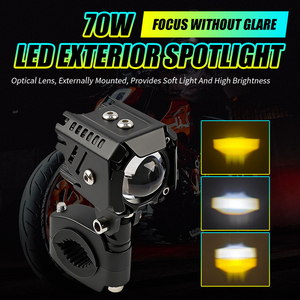 <span class=keywords><strong>Lampe</strong></span> auxiliaire <span class=keywords><strong>LED</strong></span> pour moto 70W, blanc jaune, faisceau haut et bas, éclairage de conduite avec télécommande, kit de montage pour voiture, camion, jeep, VTT - Product Image 6