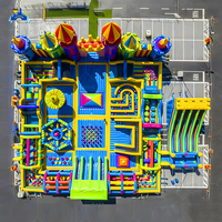 Grand parc aquatique gonflable commercial, parcours d'obstacles, parc d'attractions extérieur, château gonflable, toboggan, aire de jeux