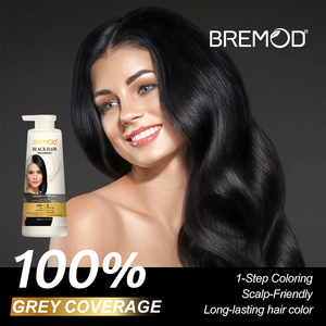 BREMOD Shampoo Colorante Nero al Ginseng Senza Ammoniaca, Non Macchia la Pelle, Copertura 100% Capelli Grigi e Bianchi, Colorazione Rapida in <span class=keywords><strong>8</strong></span> Minuti, 200g*2 - Product Image 2