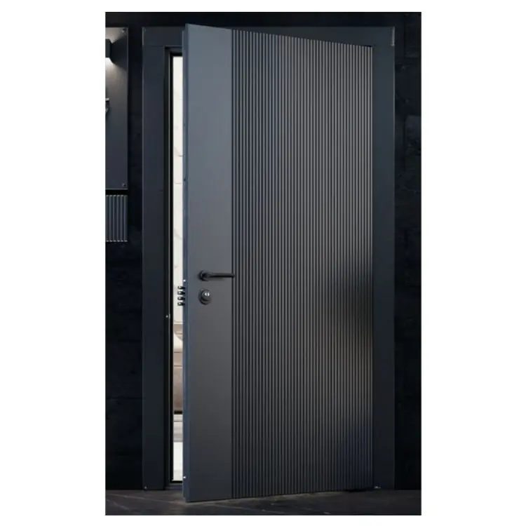 Yüksek kaliteli ana kapı akıllı giriş tek Metal döküm alüminyum kapılar Modern güvenlik çelik kapı dış