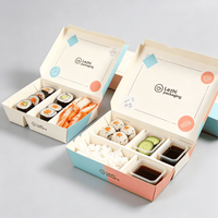 Boîte en papier kraft compartimentée, qualité alimentaire, jetable, pour la restauration rapide, à emporter