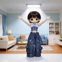 Ensemble de vêtements en jean pour poupée BJD, manches bouffantes, tutu moelleux, tenue polyvalente personnalisable pour poupées en plastique