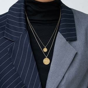 Trendy 2026 Charm <b>Necklaces</b> Minimalist Jewelry 316l Stainless Steel 18k PVD <b>Gold</b> Plated Round Pendant <b>Necklace</b> for Women - Product Image 2