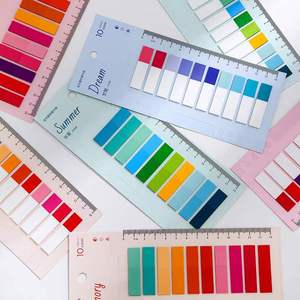 10 Color Ruler-Attached Long Strip Self-Adhesive Sticky Tabs Set 4 Themed Palettes Hanging Hole <b>Memo</b> <b>Pads</b> Office School - Product Image 3