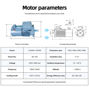 มอเตอร์ ABB 0.37kW~315kW 3000 รอบต่อนาที 400V มอเตอร์เหนี่ยวนำไฟฟ้ากระแสสลับแบบอะซิงโครนัสสามเฟส พร้อมเอนโค้ดเดอร์และมาตรฐาน IP55 WF1 IC416 - Product Image 4
