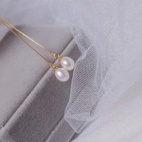 Ensemble de bijoux en perles d'eau douce de forme riz 8-9 mm AAA, argent S925 plaqué or, collier à chaîne, boucles d'oreilles, pendentif 45 cm, unisexe