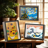 Puzzle de micro-particules transfrontalier, modèle de peinture célèbre mondiale, jouet DIY, Ciel étoilé Van Gogh, Tournesol, Cadre photo Rêve, ABS 14+