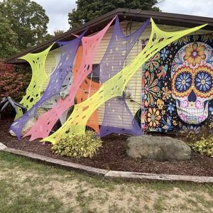 Décor d'Halloween Pafu, toile d'araignée à découper soi-même, filet flexible, filet extensible, décorations de toiles d'araignée effrayantes avec piquets de sol - Product Image 5