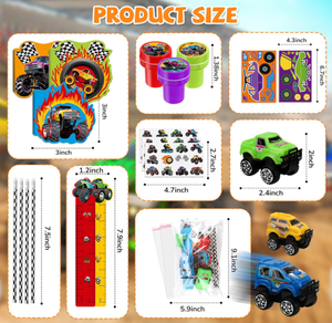 Crayons, mini-carnets, règles, tampons, autocollants, jouets, cadeaux, <span class=keywords><strong>pinatas</strong></span>, sacs <span class=keywords><strong>de</strong></span> friandises et articles <span class=keywords><strong>de</strong></span> fête sur le thème des Monster Truck <span class=keywords><strong>de</strong></span> course pour anniversaire - Product Image 5