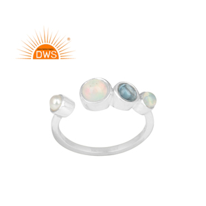 Attractive Multi Gemstone <b>Ring</b> For Ladies Wholesale Designer 925 Fine <b>Silver</b> Open Band <b>Ring</b> Jewelry Supplier - Product Image 1