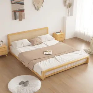 Высококачественные индивидуальные бесплатные образцы современных деревянных кровати из ротанга