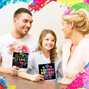 Juegos de papel para rascar arcoíris, suministros para manualidades de arte mágico, almohadilla de dibujo negra para niños - Product Image 2