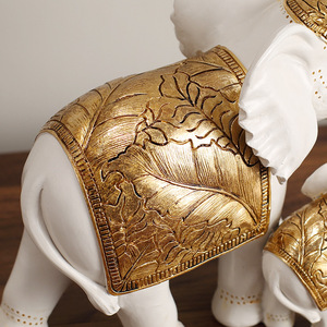 Creative Auspicious Elephant Resin Craft Ornament Rustic Style Living Room Decoration 2Pcs - Product Image 4