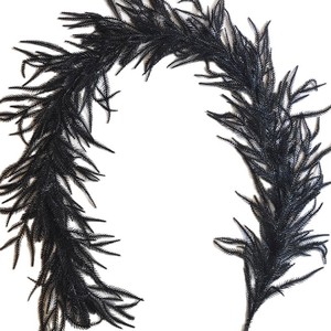 Guirlande de Noël en rotin de pin de Norfolk noir, décorations d'Halloween, 24 pouces, guirlande artificielle en PE souple pour porte et mur de fête - Product Image 4