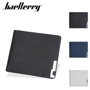 กระเป๋าสตางค์พับได้สำหรับผู้ชาย Baellerry หนัง PU ใส่บัตร สีดำ น้ำเงิน เทา สีพื้น ใส่ใบขับขี่ ใช้ได้ทุกวัน - Product Image 1