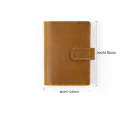 Portefeuille de voyage unisexe en cuir véritable Crazy Horse vintage personnalisé avec fermeture à bouton, porte-cartes d'identité multifonctionnel, portefeuille fin pour cartes
