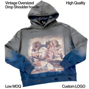 WUYI Hot Supplier <b>Top</b> Custom Vintage Distressed Sun Fade Travel Unisex Oversize Acid Wash Print Pullover Eco-Friendly Premium - Product Image 2