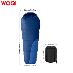 Saco de dormir Woqi Mummy para 3 estaciones, color azul real, ligero, transpirable, para senderismo, camping, unisex, tamaño estándar - Product Image 2