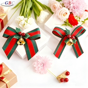 Dekorasi Natal Lucu 2026, Hiasan Pohon Natal, Pita Natal Kustom dengan Lonceng Tunggal untuk Kemasan Kotak Hadiah - Product Image 1