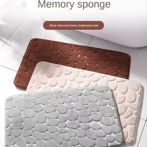 Tapis de bain antidérapant en polyester traditionnel à motif de pavés, rembourré, absorbant l'eau, résistant aux taches, antimicrobien, adapté aux animaux domestiques - Product Image 2