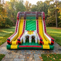 Parc de trampolines gonflable commercial avec toboggan d'escalade, toboggan double piste sec et humide pour fêtes, MILE PVC, capacité 500 personnes