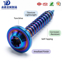 Vis autotaraudeuses Torx en titane TC4 de grade 5, M4*15 M5*15, anodisées multicolores, pour pièces de modification personnalisées de moto