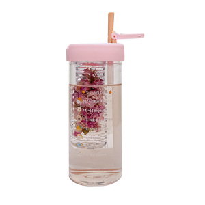 Summer Glass Water <b>Bottle</b> With Straw And Filter For Tea Brewing Travel Use Heat Resistant 500Ml - Product Image 5