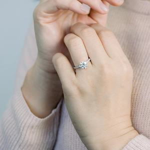 OAHLAN精品珠宝女式纯银925 1.2克拉硅石铑镀叉镶ROHS结婚订婚戒指 - Product Image 5