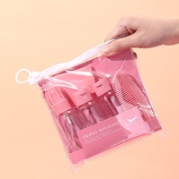 Ensemble de 7 flacons de voyage en PET, mini flacons cosmétiques vides en plastique portables de 50 ml, kit de voyage avec peigne et miroir