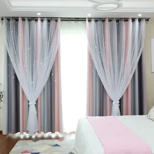 Offre Spéciale rideau occultant double couche de chambre de fille de style coréen avec rideaux de princesse transparents pour chambre à coucher