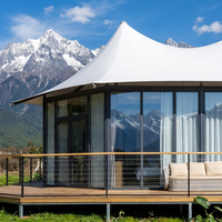 Tente de glamping en toile PVC imperméable, grande, double couche, toutes saisons, résistance au vent 120m 100km/h, protection UV, une chambre, pour le camping
